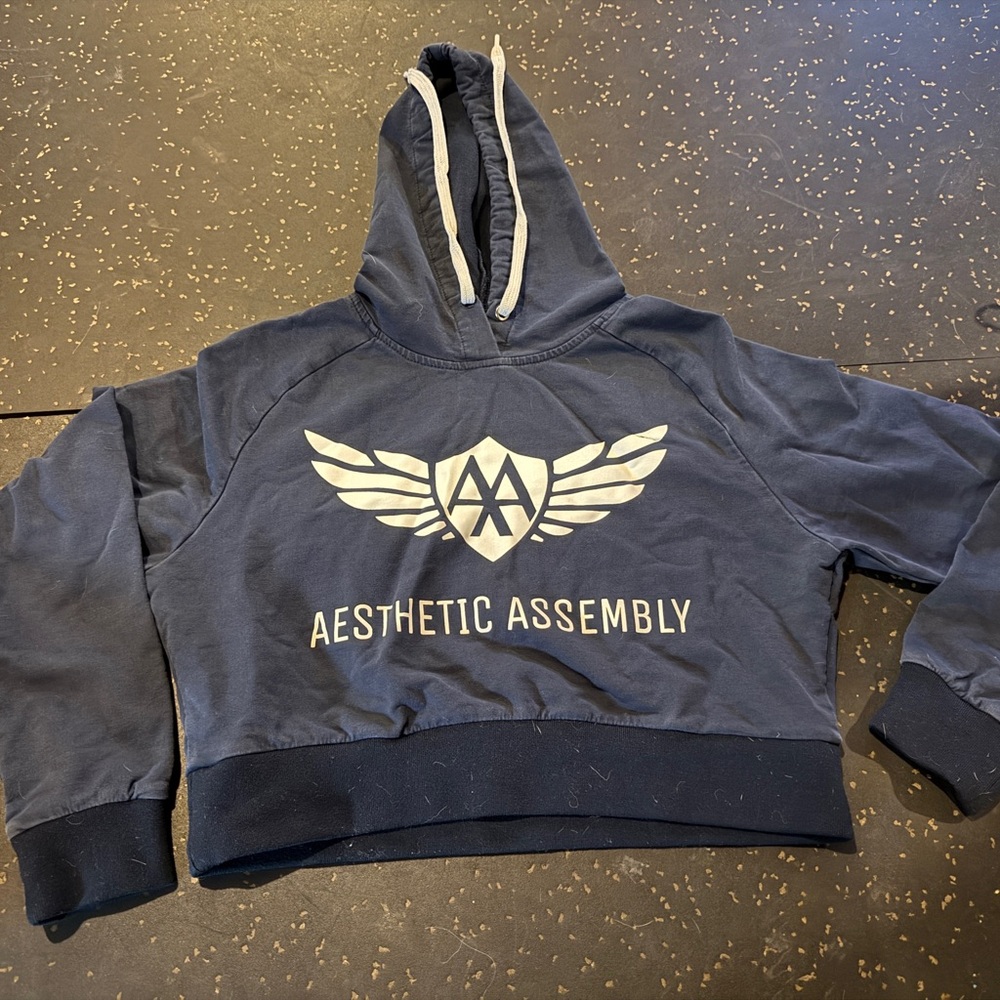 Navy Blue Crop Top Hoodie